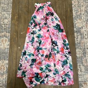 Eliza J Floral Mock Neck Halter Dress (Size 4)